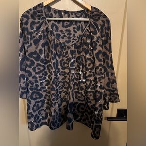 Animal Print Shein Vneck Blouse Womens Leopard ‎ XL